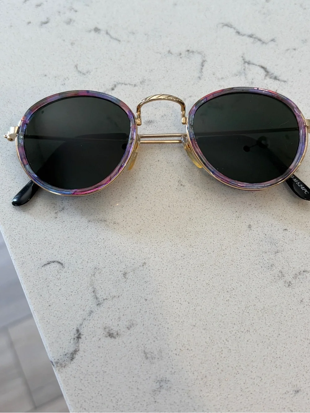 Free People Round Sunglasses - Purple/Pink Frame, Black Lenses